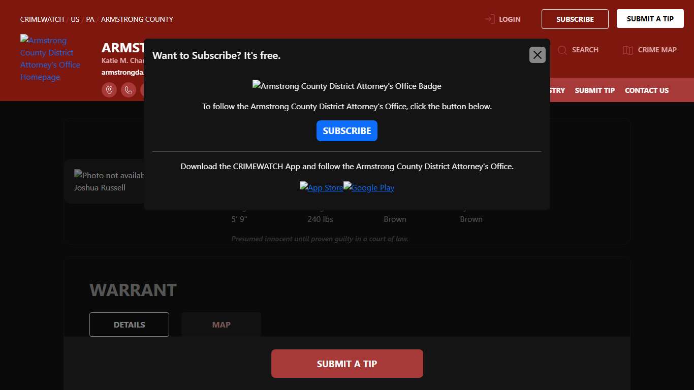 Gaiser, Joshua Russell - FLEEING OR ATTEMPTING TO ELUDE A POLICE OFFICER and 1 additional charge Armstrong County District Attorney's Office